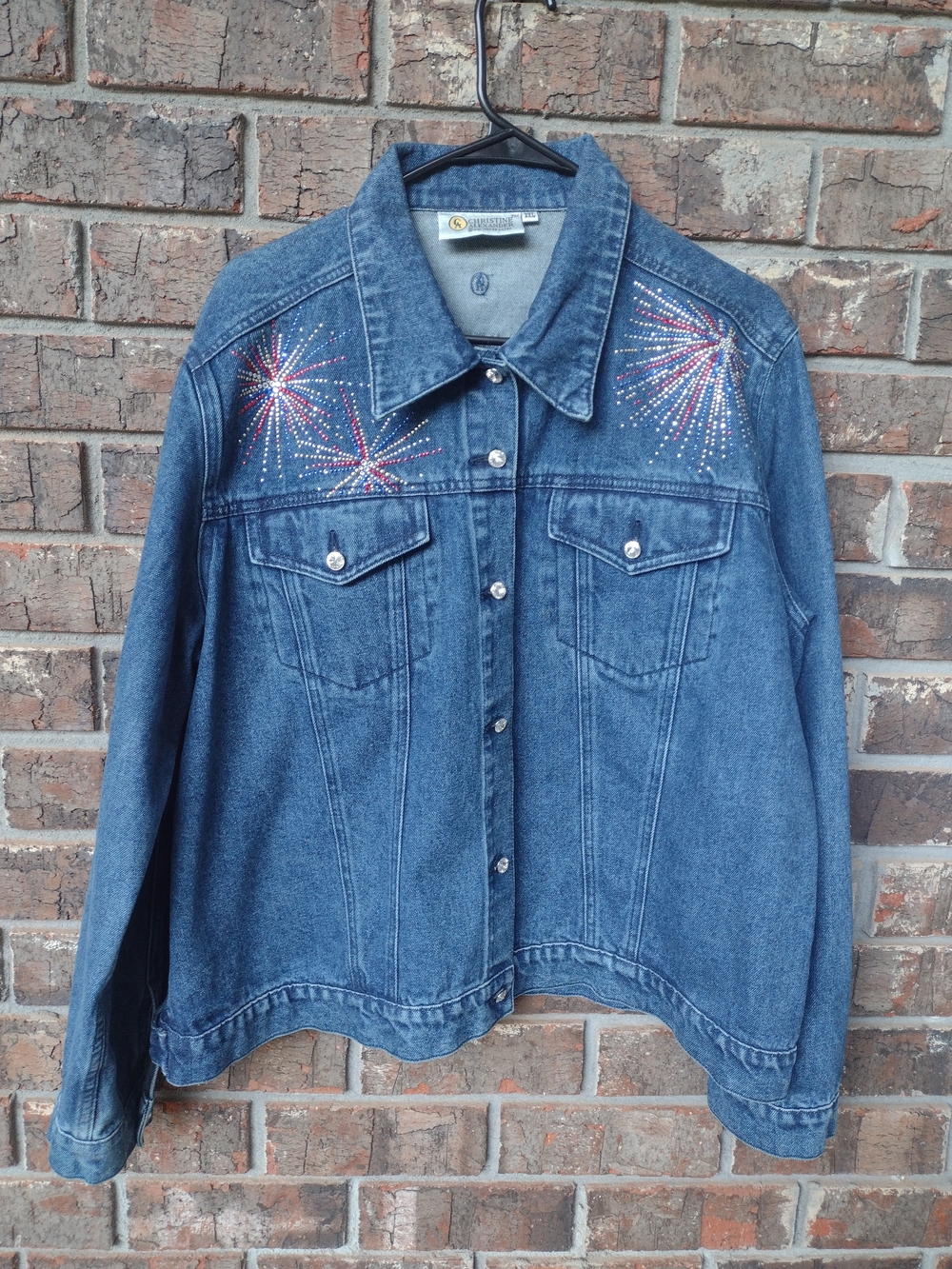 NOT FOR SALE. Christine Alexander Denim Jacket Women's XXL Rhinestones Lady
